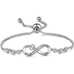 Mothers Day Gifts for Mom, Infinity Love Silver‎ Bracelets for Women Girls